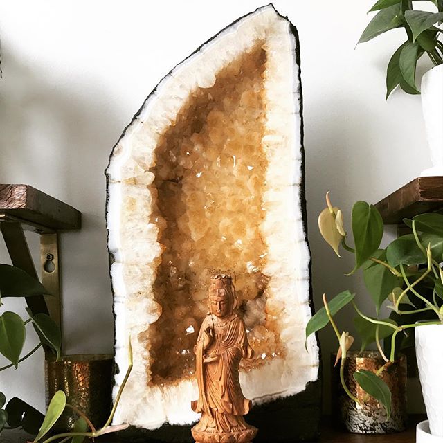 A giant citrine crystal that lives in the studio's reception room